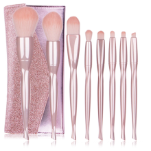 Amazon HOT 2020 Small Waist  Plating Pink Handle 8 PCS Brush with PU Bag Makeup Brushes set